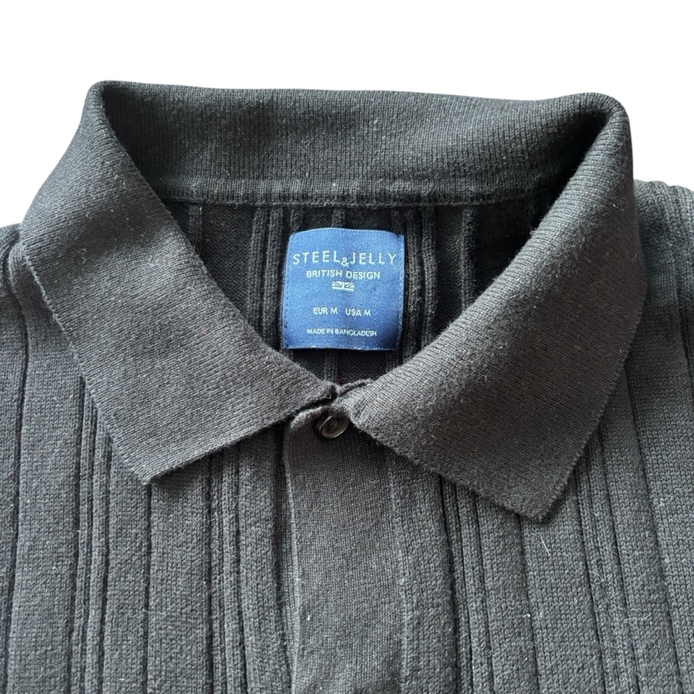 Steel & Jelly Black Polo Shirt Size Medium